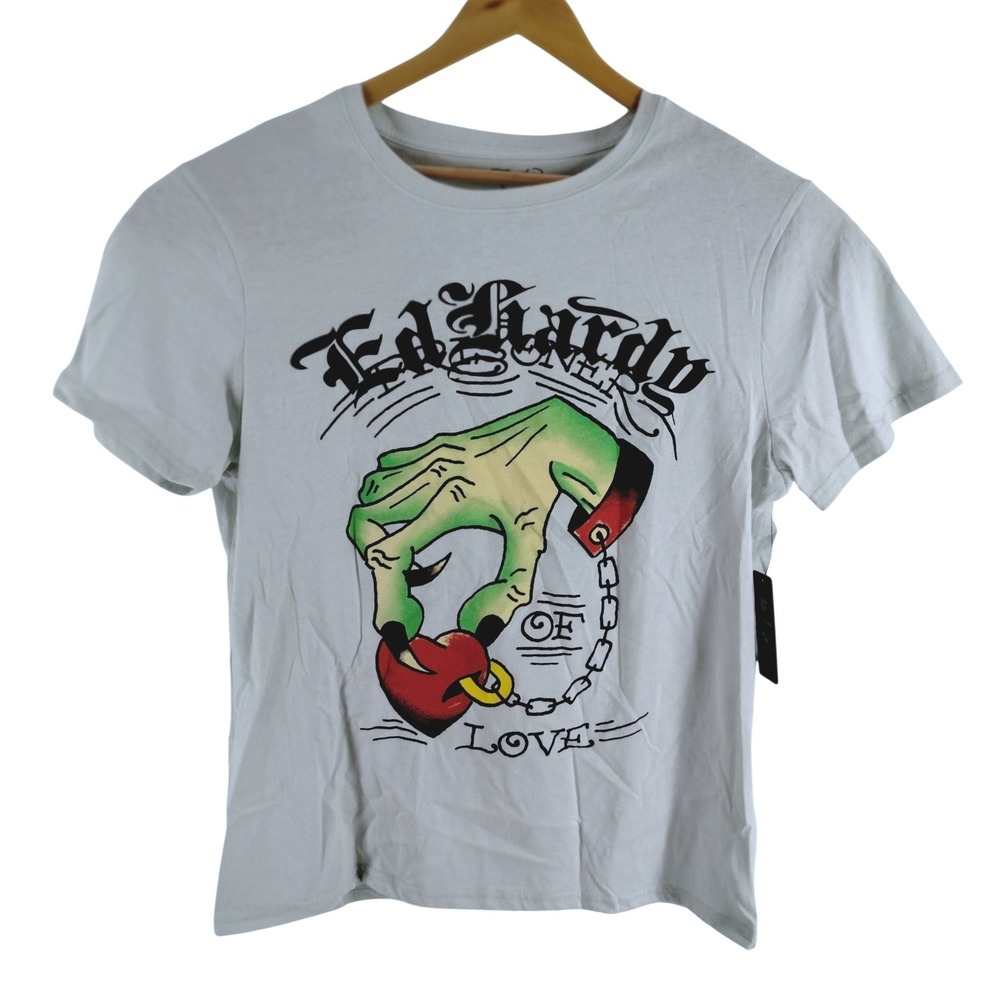 NWT Ed Hardy Mens Love Prisoner Graphic Tattoo T-Shirt Large Arctic Blue‎ Tee